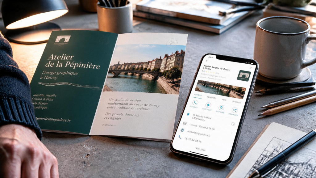 Photo d'une carte Google Business Profil (ex Google My business) sur une téléphone pour illustrer le rendu quand elle est bien optimisée et montrer l'importance de bien la gérer